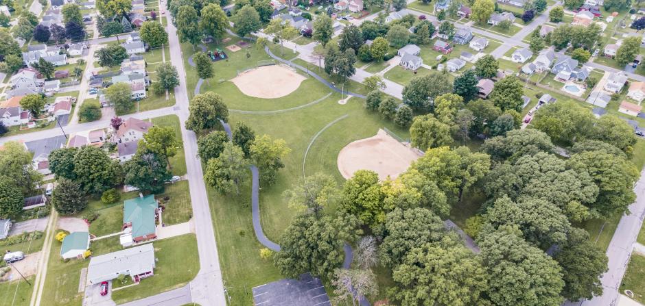 Ariel view of Oakley Park in Tiffin, Ohio