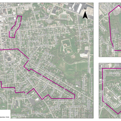 This overhead map of Tiffin, OH shows the boundaries within a red line of where smoke testing will occur 