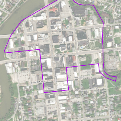 This overhead map of Tiffin, OH shows the boundaries within a red line of where smoke testing will occur 