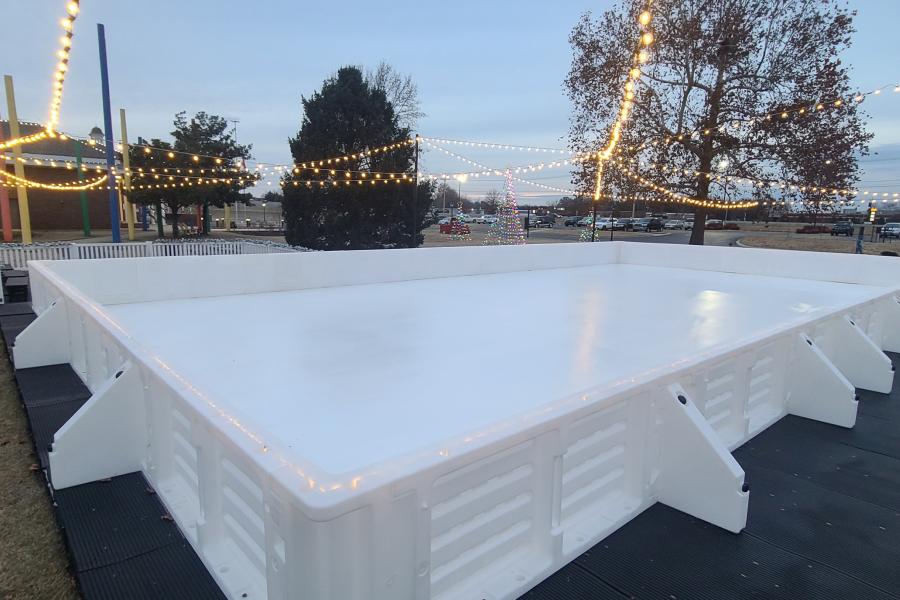 An example of an “iceless” skating rink, provided by manufacturer Global Synthetic Ice.