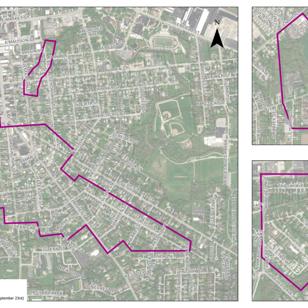 This overhead map of Tiffin, OH shows the boundaries within a red line of where smoke testing will occur 