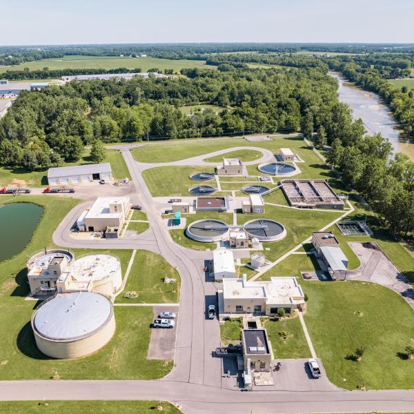 Aerial photo of the Water Pollution Control Center in Tiffin.